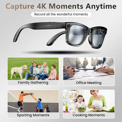 Multifunctional Smart AI Camera Glasses with 8MP Camera, Built-In Smart Voice Assistant, 160+ Languages Real-Time Translation, Photochromic Lenses, Bluetooth, Video Recording, Touch Adjustment, Hands-Free Photo & Recording for Travel, Conferences.