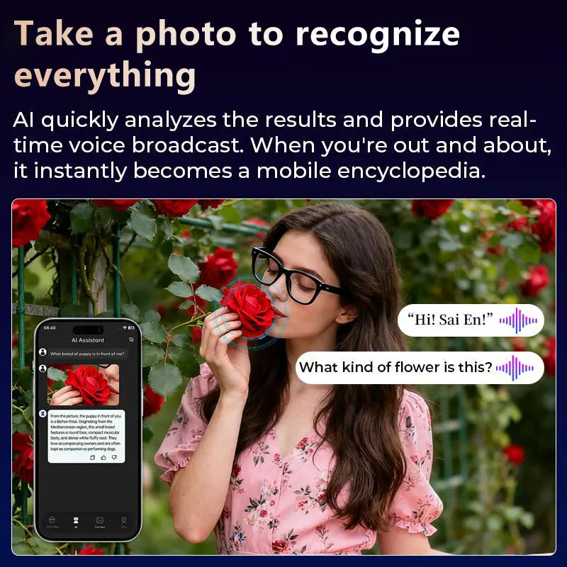 Multifunctional Smart AI Camera Glasses with 8MP Camera, Built-In Smart Voice Assistant, 160+ Languages Real-Time Translation, Photochromic Lenses, Bluetooth, Video Recording, Touch Adjustment, Hands-Free Photo & Recording for Travel, Conferences.