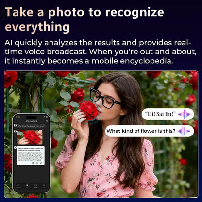 Multifunctional Smart AI Camera Glasses with 8MP Camera, Built-In Smart Voice Assistant, 160+ Languages Real-Time Translation, Photochromic Lenses, Bluetooth, Video Recording, Touch Adjustment, Hands-Free Photo & Recording for Travel, Conferences.