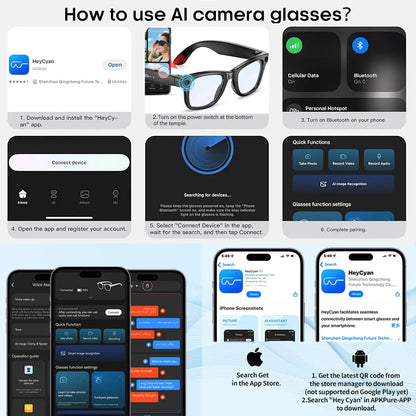 Multifunctional Smart AI Camera Glasses with 8MP Camera, Built-In Smart Voice Assistant, 160+ Languages Real-Time Translation, Photochromic Lenses, Bluetooth, Video Recording, Touch Adjustment, Hands-Free Photo & Recording for Travel, Conferences.