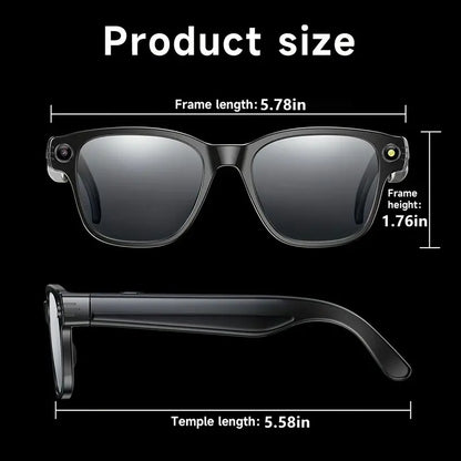 Multifunctional Smart AI Camera Glasses with 8MP Camera, Built-In Smart Voice Assistant, 160+ Languages Real-Time Translation, Photochromic Lenses, Bluetooth, Video Recording, Touch Adjustment, Hands-Free Photo & Recording for Travel, Conferences.